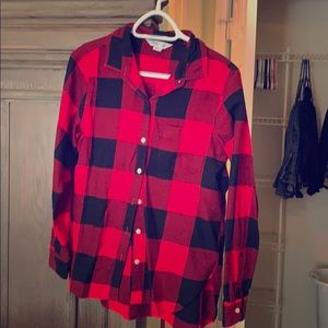 Long sleeved flannel, red and black pattern